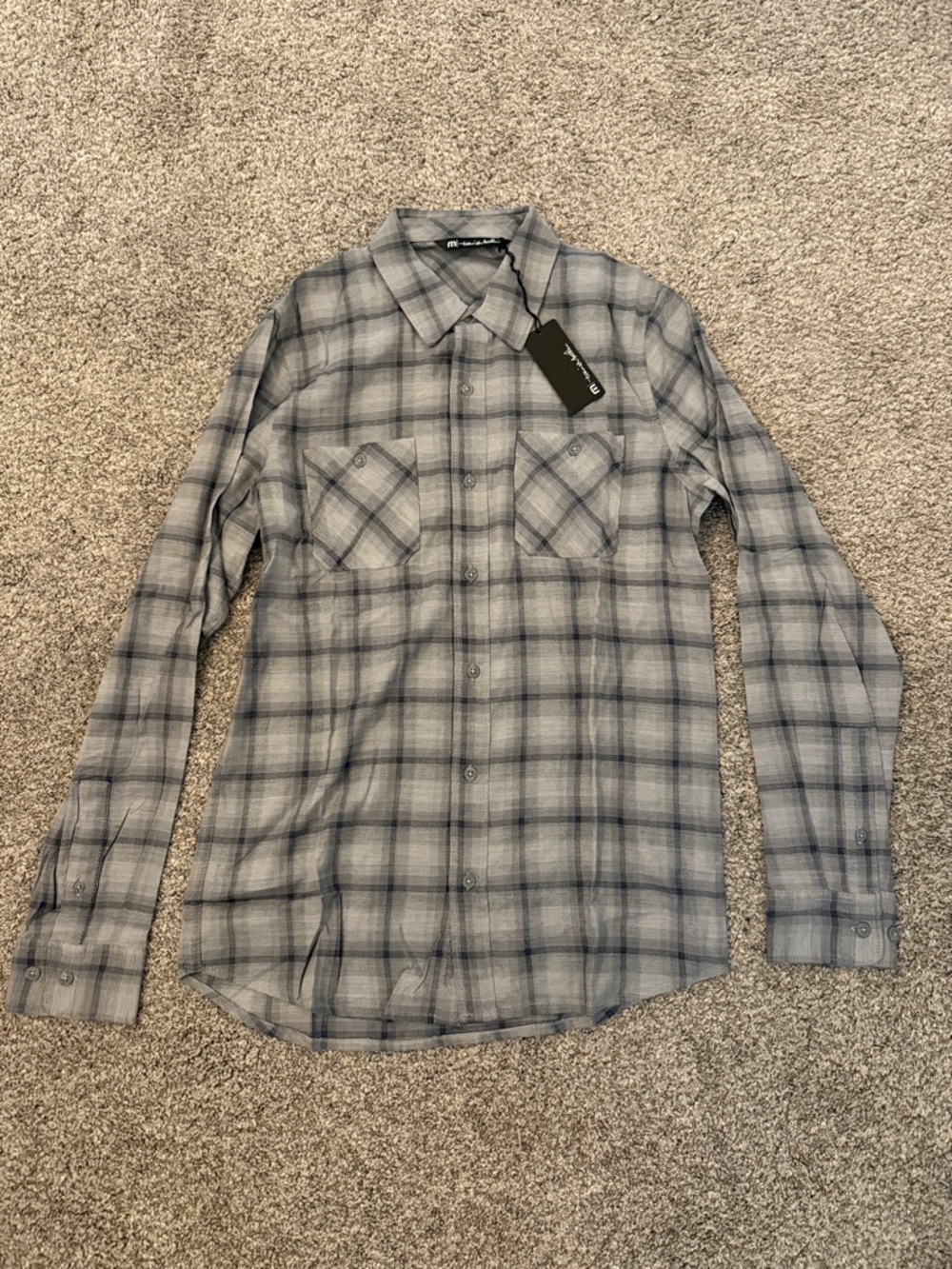 Travis Matthew Men's Day And Night Heather Sleet Plaid Button-Up Shirt small NEW